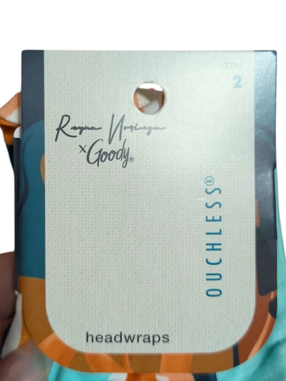 Goody X Reyna Noriega Ouchless Teal & Orange Abstract Print Headwrap 2pk